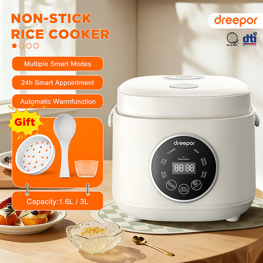 Dreepor หม้อหุงข้าวอัจฉริยะ 1.6L / 3L | ระบบสัมผัส ตั้งเวลาล่วงหน้า 24 ชม.