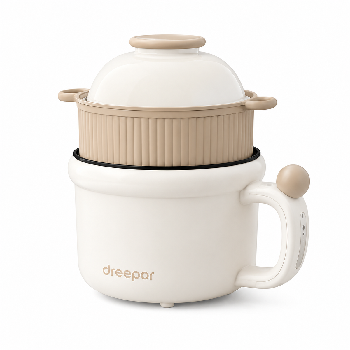 Dreepor หม้อไฟฟ้าอเนกประสงค์ 1.5L 600W | ต้ม ผัด นึ่ง ทำชาบูได้ในหม้อเดียว