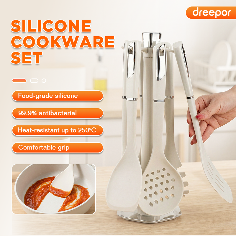 Dreepor 6-Piece Silicone Kitchen Utensil Set | Heat Resistant Non-Stick Cooking Tools