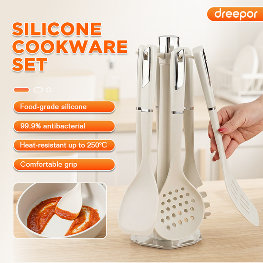 Dreepor 6-Piece Silicone Kitchen Utensil Set | Heat Resistant Non-Stick Cooking Tools
