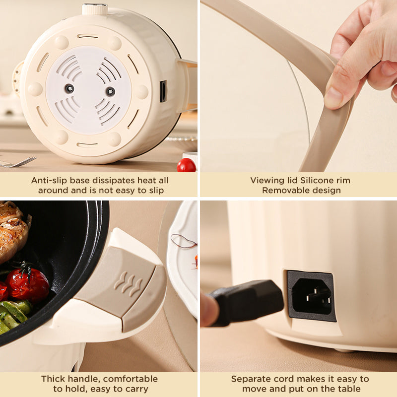 Dreepor 2-in-1 Electric Steamer Hot Pot | Non-Stick Steamboat Cooker for Family Meals