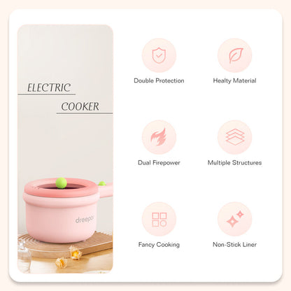 Dreepor Mini Electric Cooker 1.2L | Non-Stick Hot Pot for Dorms & Apartments