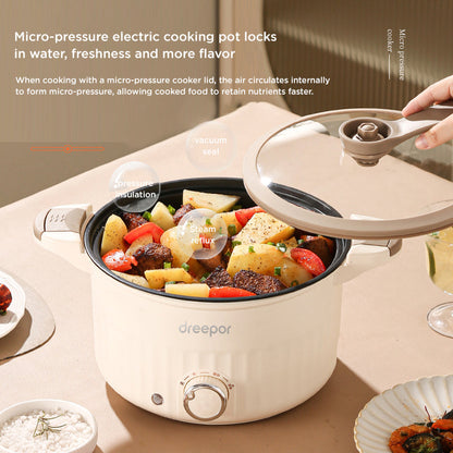 Dreepor 2-in-1 Electric Steamer Hot Pot | Non-Stick Steamboat Cooker for Family Meals