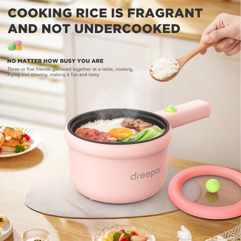 Dreepor Mini Electric Cooker 1.2L | Non-Stick Hot Pot for Dorms & Apartments
