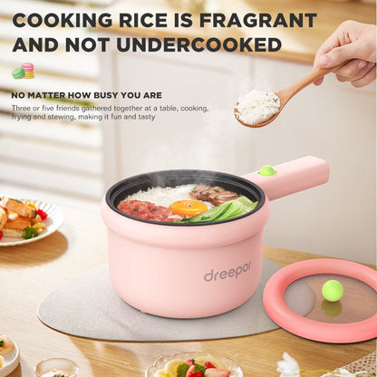 Dreepor Mini Electric Cooker 1.2L | Non-Stick Hot Pot for Dorms & Apartments