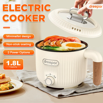 Dreepor 2L Electric Cooker with Steamer | Multi-Function Hot Pot for Family Meals