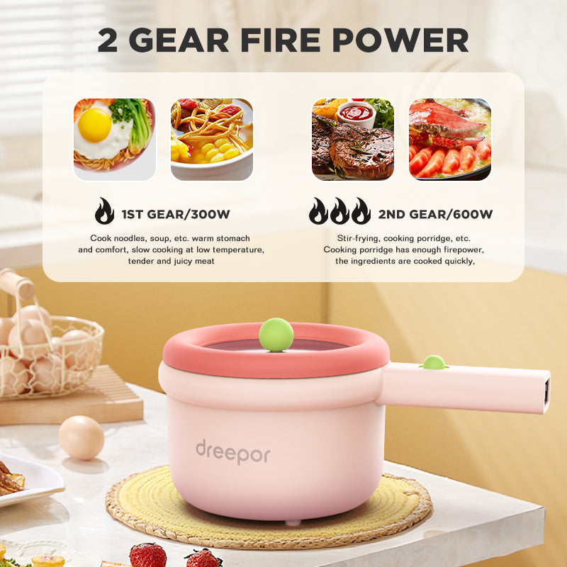 Dreepor Mini Electric Cooker 1.2L | Non-Stick Hot Pot for Dorms & Apartments