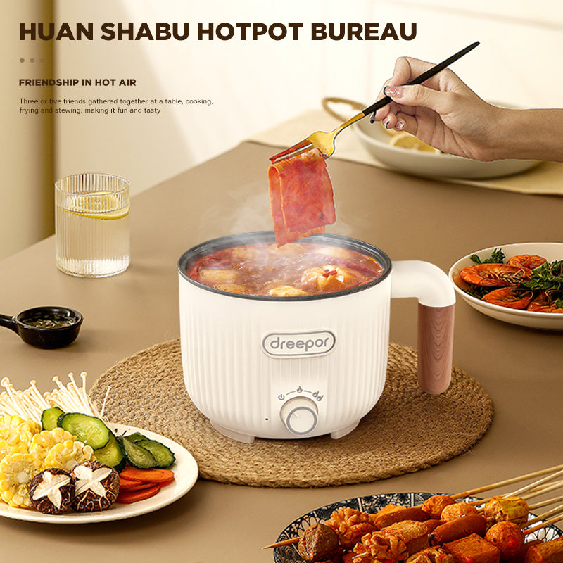 Dreepor 2L Electric Cooker with Steamer | Multi-Function Hot Pot for Family Meals
