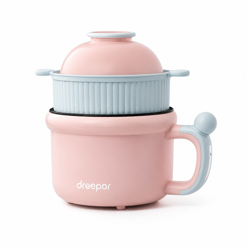 Dreepor หม้อไฟฟ้าอเนกประสงค์ 1.5L 600W | ต้ม ผัด นึ่ง ทำชาบูได้ในหม้อเดียว