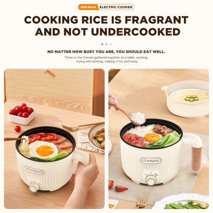 Dreepor 2L Electric Cooker with Steamer | Multi-Function Hot Pot for Family Meals