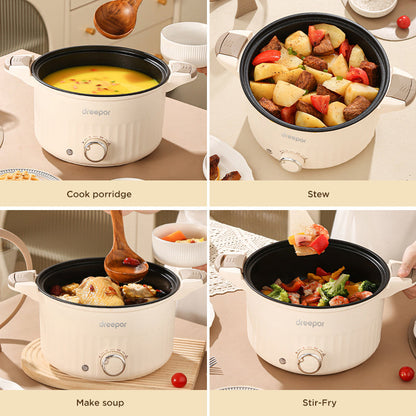 Dreepor 2-in-1 Electric Steamer Hot Pot | Non-Stick Steamboat Cooker for Family Meals