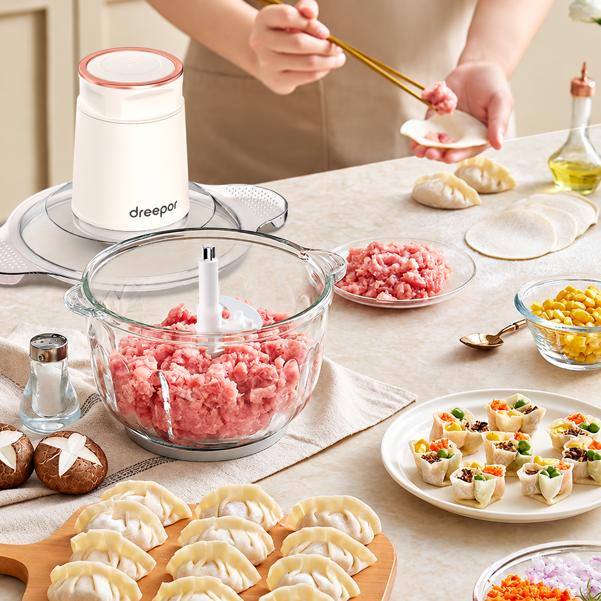 Dreepor เครื่องบดสับอาหารไฟฟ้าอเนกประสงค์ โถใหญ่