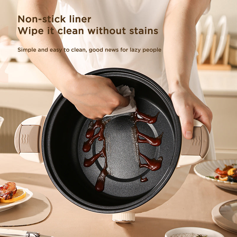 Dreepor 2-in-1 Electric Steamer Hot Pot | Non-Stick Steamboat Cooker for Family Meals