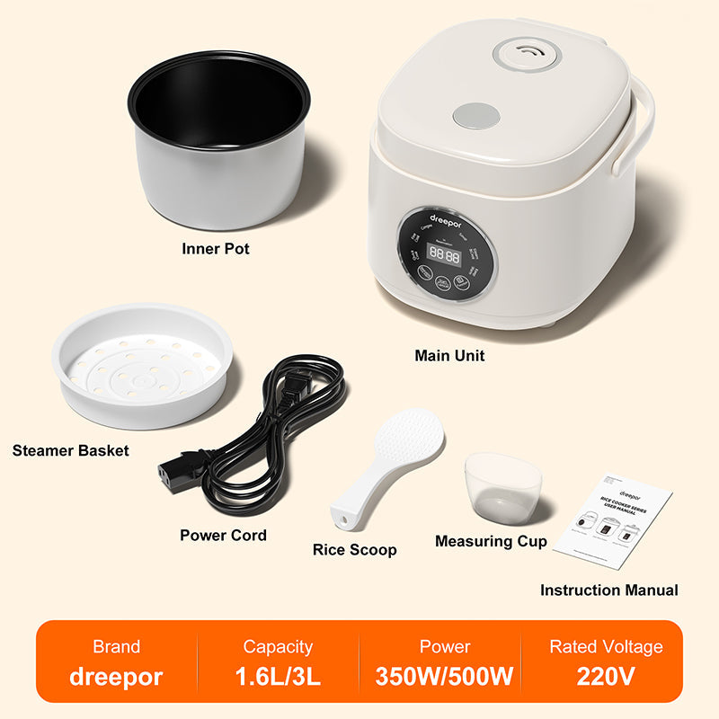 Dreepor หม้อหุงข้าวอัจฉริยะ 1.6L / 3L | ระบบสัมผัส ตั้งเวลาล่วงหน้า 24 ชม.