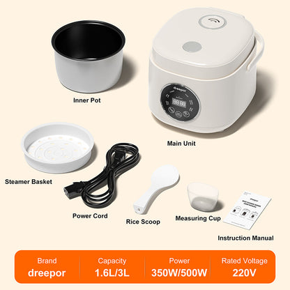 Dreepor หม้อหุงข้าวอัจฉริยะ 1.6L / 3L | ระบบสัมผัส ตั้งเวลาล่วงหน้า 24 ชม.