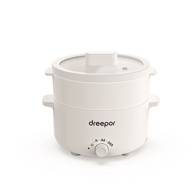 หม้อไฟฟ้าอเนกประสงค์ Dreepor 2 ลิตร พร้อมซึ้งนึ่ง 2 ชั้น