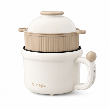 Dreepor หม้อไฟฟ้าอเนกประสงค์ 1.5L 600W | ต้ม ผัด นึ่ง ทำชาบูได้ในหม้อเดียว