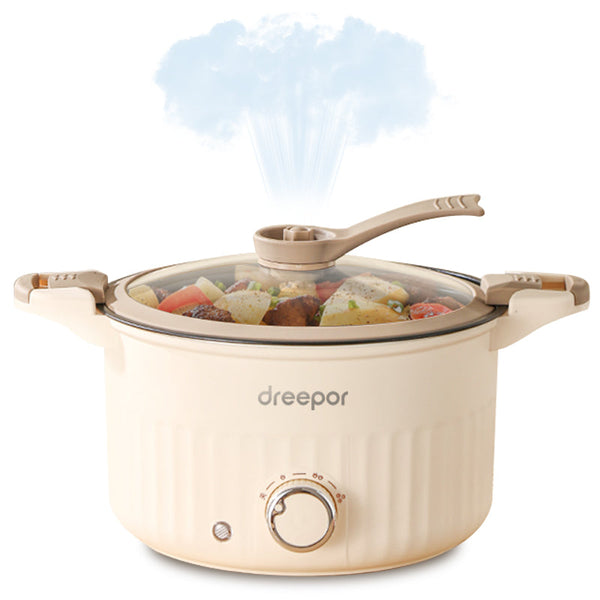 Dreepor 2-in-1 Electric Steamer Hot Pot | Non-Stick Steamboat Cooker for Family Meals